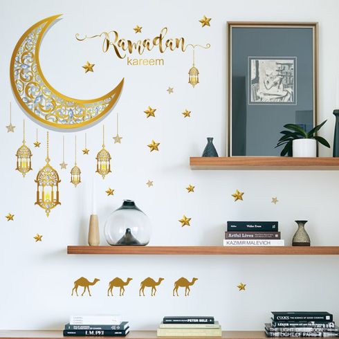Ramadan Kareem Wall Sticker Decoration Moon Star Decal Color-A big image 5