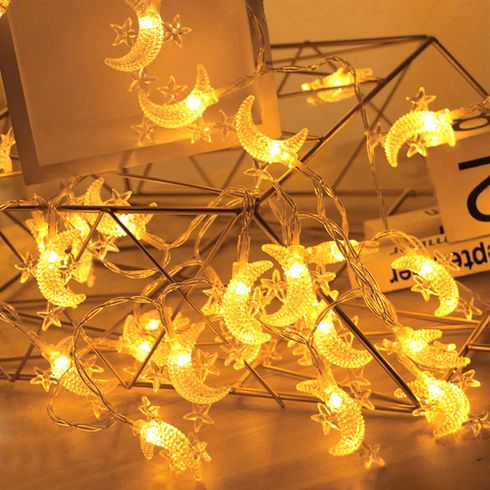 10 LED Star Moon String Lights Eid Mubarak Decorative Lights for Indoor Outdoor Decoration Ornaments Yellow big image 4