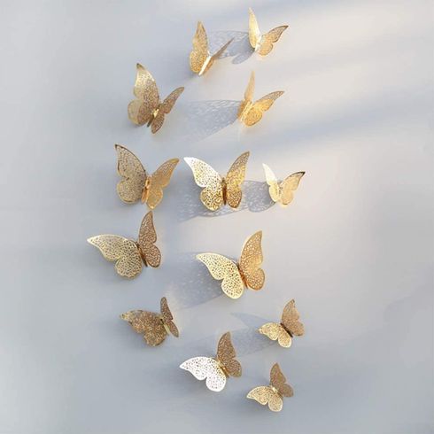 12-pack 3D Hollow out Butterfly Design Wall Sticker Decoration Living Room Window Home Decor