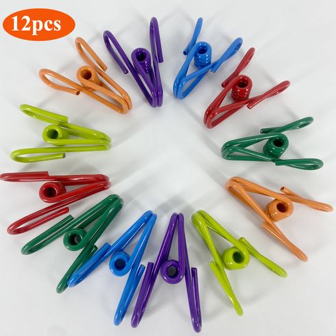 12 Pcs Chip Clips Assorted Colors Utility Matel Clips Multi-Purpose Metal Wire Clip PVC Coated Bag Clips for Clothespins Paper Clips Food Clips Bag Clips Clothes Pins
