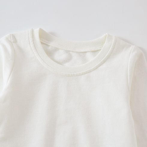 Baby Boy/Girl Solid/Striped Crewneck Long-sleeve Pullover Sweatshirt Beige big image 3