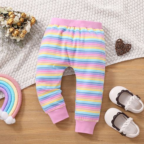 Baby Girl Rainbow Print Colorful Striped Leggings