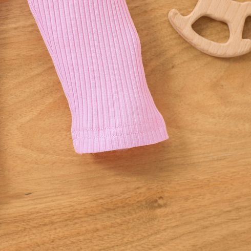 Baby Girl Layered Leopard Print Ruffle Trim Spliced Rib Knit Bow Front Leggings Pink big image 7