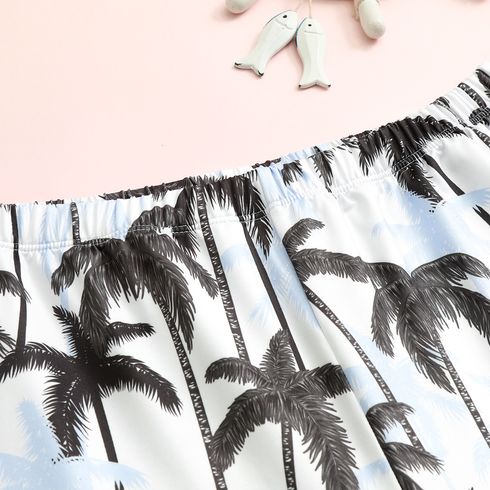 Kid Boy Allover Coconut Tree Print Swim Trunks Shorts Black big image 3