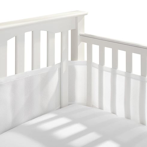 Breathable Mesh Crib Rail Guard Covers Fits Four-Sided Slatted Crib White big image 1