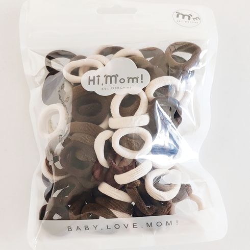 100-pack Solid Soft Elastic Hair Ties for Girls Coffee big image 2