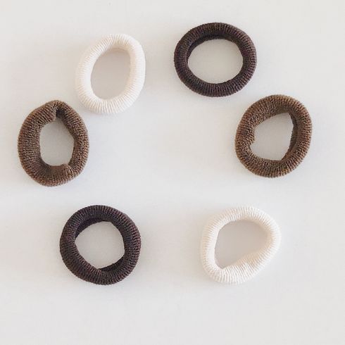 100-pack Solid Soft Elastic Hair Ties for Girls Coffee big image 4