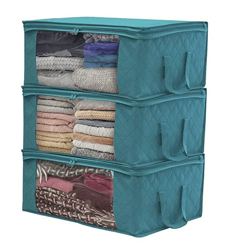 1-pack/3-pack Foldable Dustproof Storage Box Non-woven Fabric Washable Storage Box