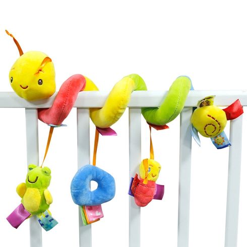 Baby Infant Stroller Toy Worm Crib Bed Around Cartoon Insect Hanging Spiral Safety Plush Toys for Baby Boys and Girls