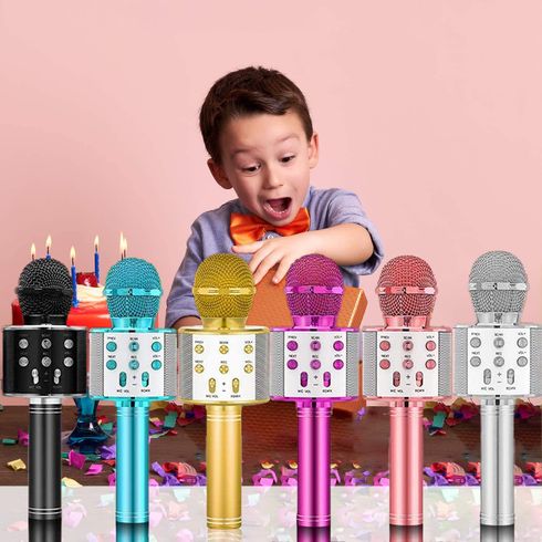 Wireless Bluetooth Karaoke Microphone Portable Handheld Mic Speaker with Remix FM Radio Birthday Gift for Kids Girls Boys