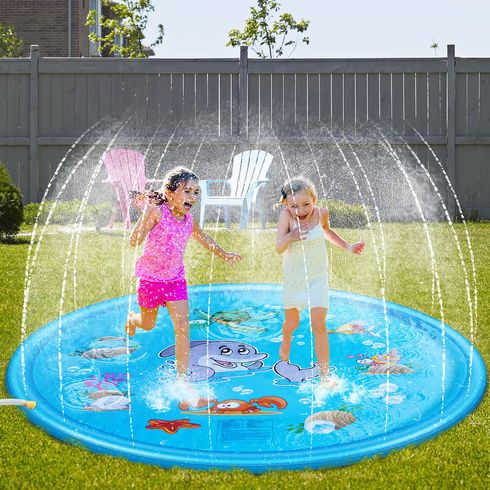 Kids Splash Pad Dolphin Ocean Animals Pattern Water Spray Play Mat Sprinkler Wading Pool Outdoor Water Summer Toys