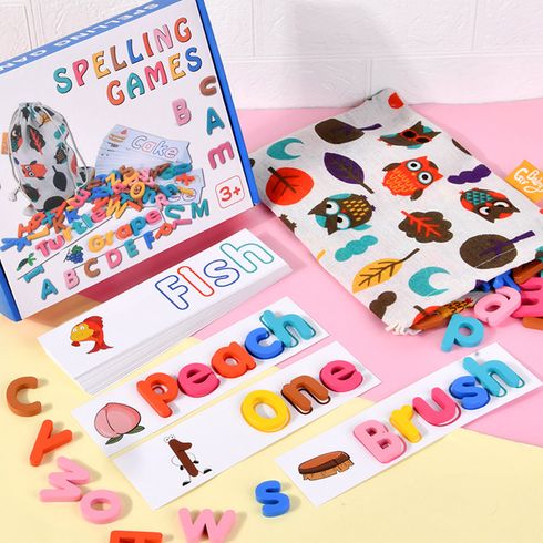 Wooden Spelling Learning Toy Matching Alphabet Words Game Toys Montessori Preschool Educational for Kids Boys Girls