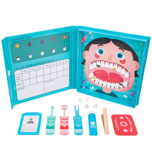 Wooden Dentist Toys Children's Oral Dentistry Toy Dentist Role Pretend Play Toys Kit Medical Educational Toys Set