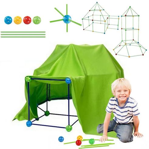 120Pcs Kids DIY Fort Building Kit Castles Tunnels Play Tent Assembly Building Toys Develop Imagination Puzzle Toys