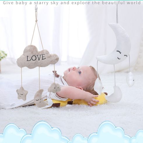 Baby Hanging Rattle Toys Clouds Moon Stars Plush Doll Stroller Crib Hanging Pendant Toy