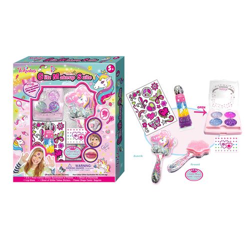Kids Makeup Kit for Little Girls Pretend Toys Eyeshadow Sticker Comb Cosmetic Gift Toys