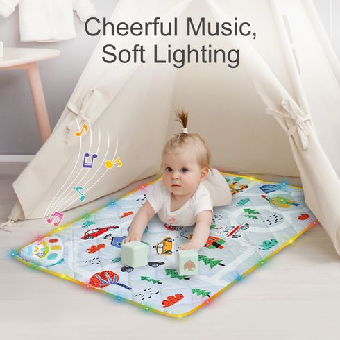 Babyspielmatte Bauchzeit Aktivitätsmatte mit multifunktionaler Spieluhr Musikalisches Aktivitätszentrum frühe Entwicklung Lernspielzeug Geschenk
