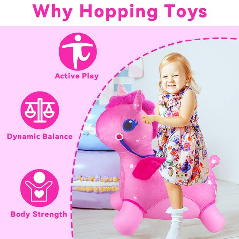 Inflatable Bouncy Unicorn Kids Bouncy Hopper Ride On Toys with Pump Indoor Outdoor Activity Toys Gift