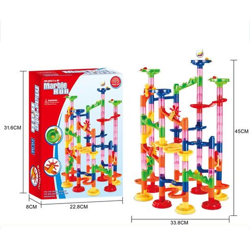 105Pcs Marble Run Toy Educational Construction Maze Block Toy Set Marble Maze Track Game (Some accessories are random in color) Color-A big image 2