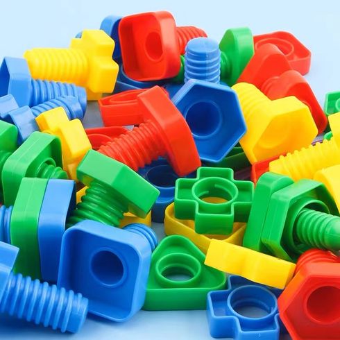 50pcs Toddler Plastic Building Blocks Puzzle Toy Color-A big image 4
