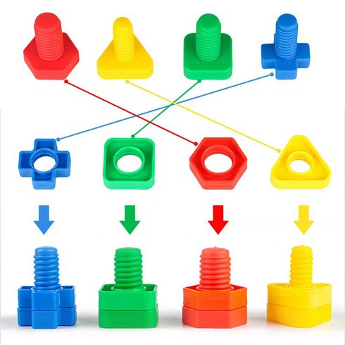 50pcs Toddler Plastic Building Blocks Puzzle Toy Color-A big image 6