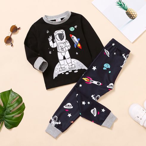 2-piece Toddler Boy /Girl Space Rocket Astronaut Planet Print Pullover and Pants Set