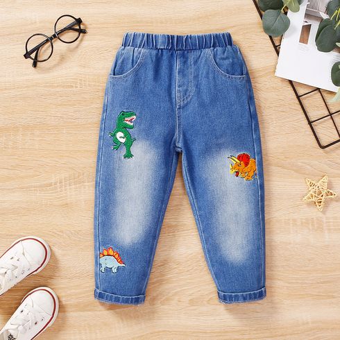 Toddler Boy Dinosaur Embroidered Jeans 