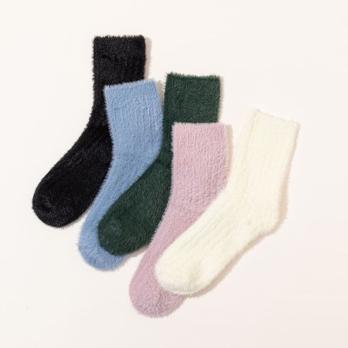 Women Pure Color Autumn Winter Warm Fluffy Socks