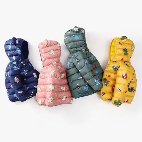 Toddler Girl/Boy Ear Design Animal Print Hooded Coat