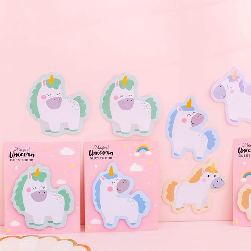 4-pack Cute Cartoon Unicorn Rainbow Sticky Notes Message Memo Pad Self-Adhesive Note Pads Stationery Supplies