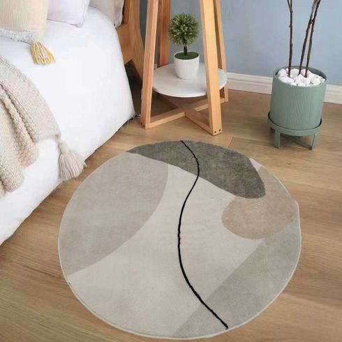 Round Area Rug Non-Slip Colorblock Floor Carpet for Door Mat Entryway Bedrooms Living Room Decor
