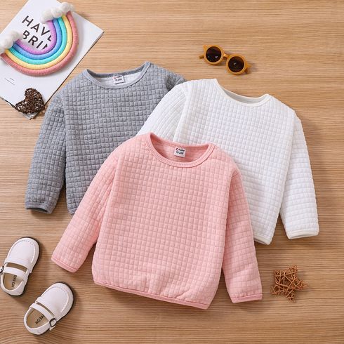 Toddler Boy Basic Textured Solid Color Pullover Sweatshirt