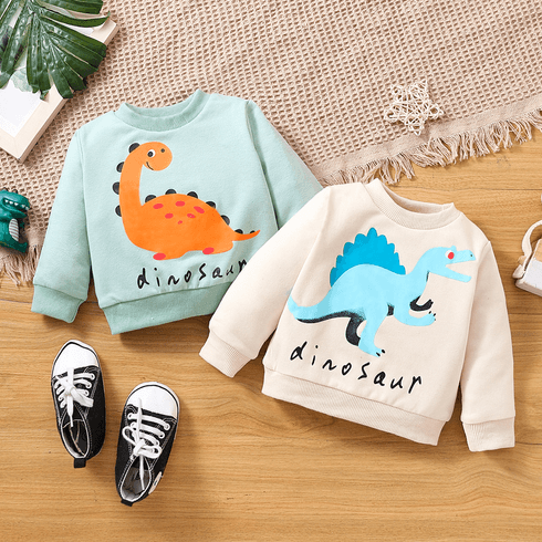 Baby Boy/Girl Dinosaur & Letter Print Long-sleeve Sweatshirt