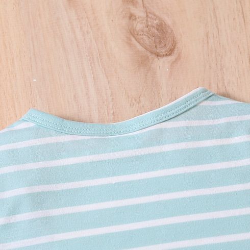2pcs Baby Boy/Girl Short-sleeve Striped Tee & Shorts Set Blue big image 5