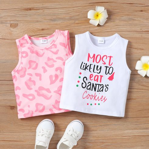 Toddler Girl Letter/Leopard Print Tank Top
