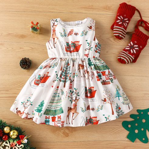 Toddler Girl Playful Christmas Graphic Sleeveless Dress