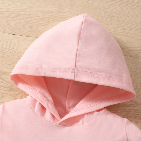 2pcs Baby Boy/Girl Letter Print Hooded Short-sleeve Top & Shorts Set Pink big image 4