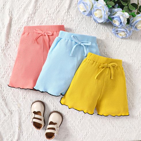 Toddler Girl Basic Solid Ribbed Cotton Shorts