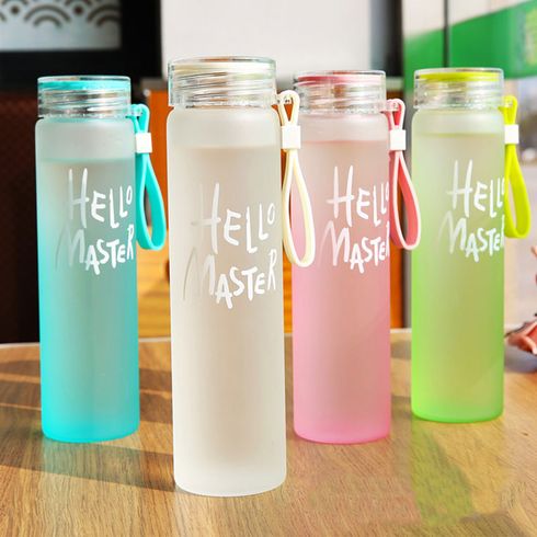 400ML/13.53OZ Creative Colorful Gradient Water Bottle Frosted Letter Cup Portable Plastic Water Cup