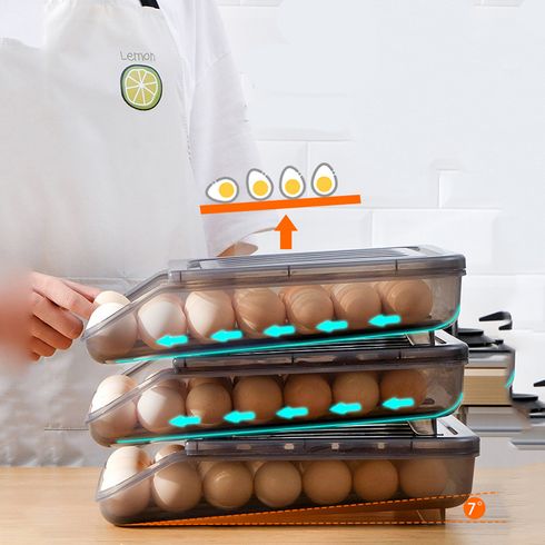 حامل بيض سعة كبيرة للثلاجة صندوق تخزين صندوق تخزين البيض الطازج التلقائي للثلاجة