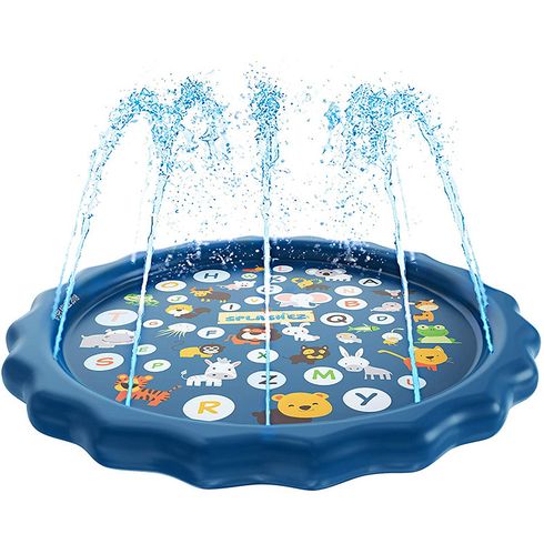 兒童防濺墊噴水玩耍墊灑水淺水池戶外充氣水上夏季玩具帶字母