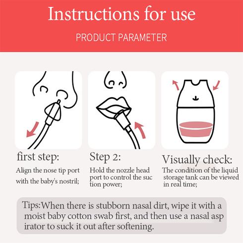 Baby Nasal Aspirator Convenient Safe Newborn Nasal Suction Device Nose Cleaner PC Cup Kids Healthy Care Products Pink big image 7