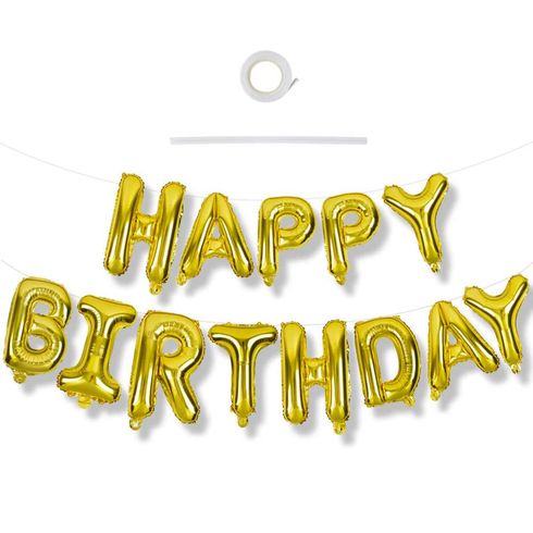 13pcs Happy Birthday Party Decoration Balloons Gold big image 1
