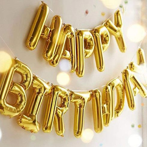 13pcs Happy Birthday Party Decoration Balloons Gold big image 3