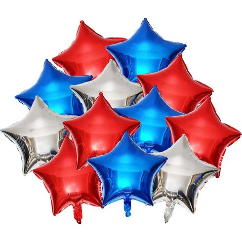 15pcs Red Silver and Blue USA Flag Foil Balloon Star Shaped for Independence Day Party Favours Multi-color big image 2