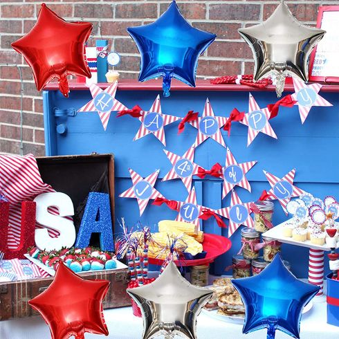 15pcs Red Silver and Blue USA Flag Foil Balloon Star Shaped for Independence Day Party Favours Multi-color big image 3