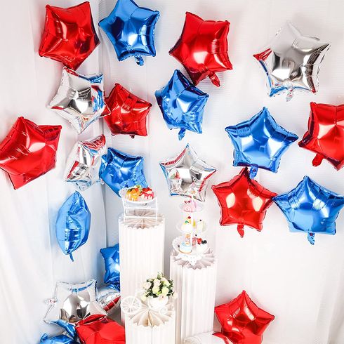 15pcs Red Silver and Blue USA Flag Foil Balloon Star Shaped for Independence Day Party Favours Multi-color big image 4