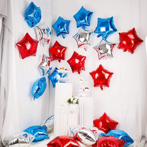 15pcs Red Silver and Blue USA Flag Foil Balloon Star Shaped for Independence Day Party Favours Multi-color big image 6