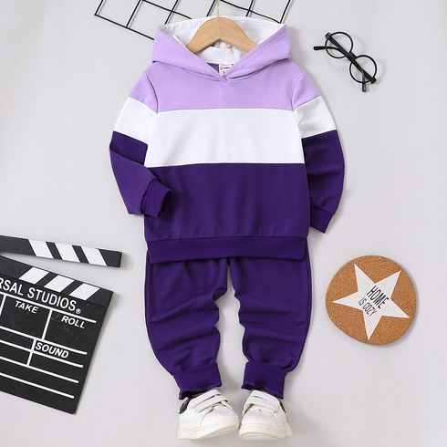 2pcs Toddler Boy/Girl Trendy Colorblock Hoodie Sweatshirt and Pants Set