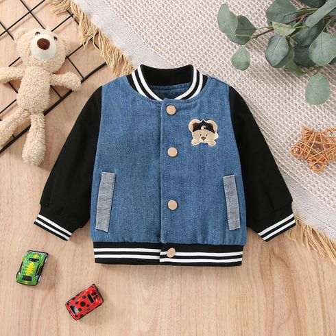 1 unidade Bebé Menino Costuras de tecido Urso Desportivo Manga comprida Blusões e casacos